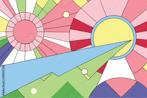 Abstract colorful geometric design with transparency for various creative applications