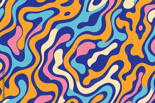 Abstract colorful groovy swirls pattern on a white background with transparency