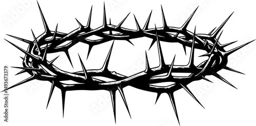 black crown of thorns line art silhouette vector illustration
