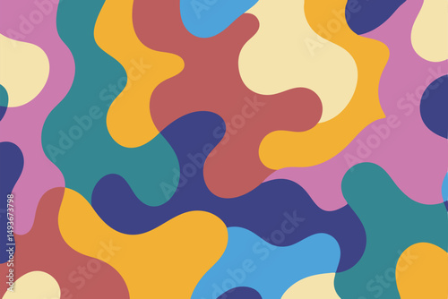 Abstract colorful seamless pattern design with dynamic shapes and vibrant hues