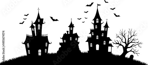 halloween haunt icon line art silhouette vector illustration
