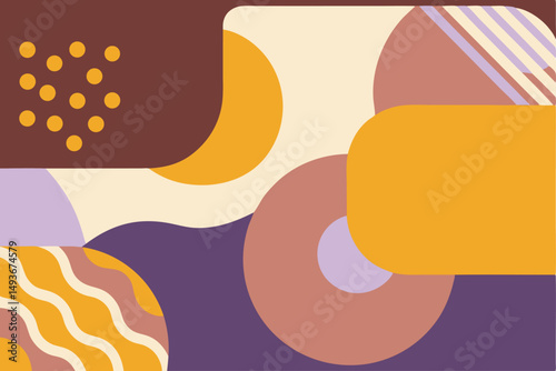 Abstract composition of colorful shapes and forms with modern design elements