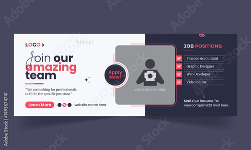 We are hiring job vacancy social media facebook cover and web banner template