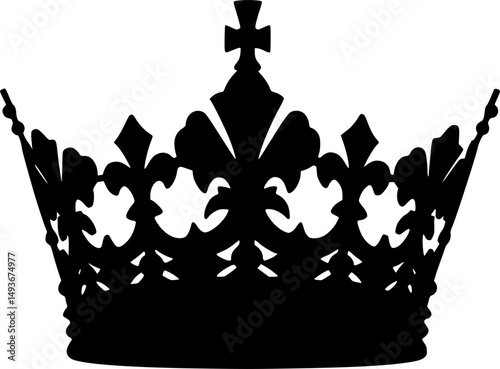 queen crown line art silhouette vector illustration
