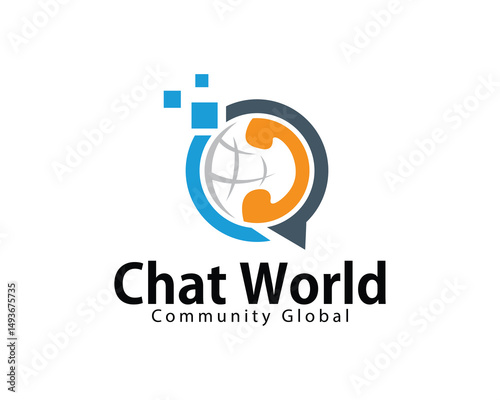 chat logo creative global calling design concept technology network connect business