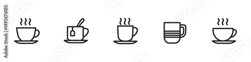 Coffee line icon set. Beans bag, roasting, turkish cezve, drip pods, percolator, chorreador, filters, capsules, espresso vector illustrations, coffee beans. Simple outline signs for cafe menu