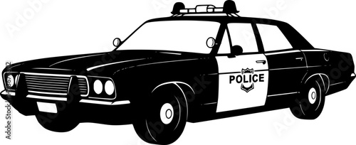 police car line art silhouette vector illustration
