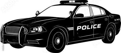 police car line art silhouette vector illustration

