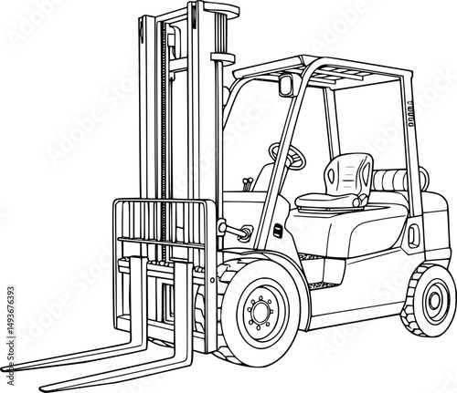 forklift line art silhouette vector illustration
