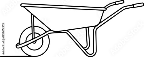 wheel barrow line art silhouette vector illustration
