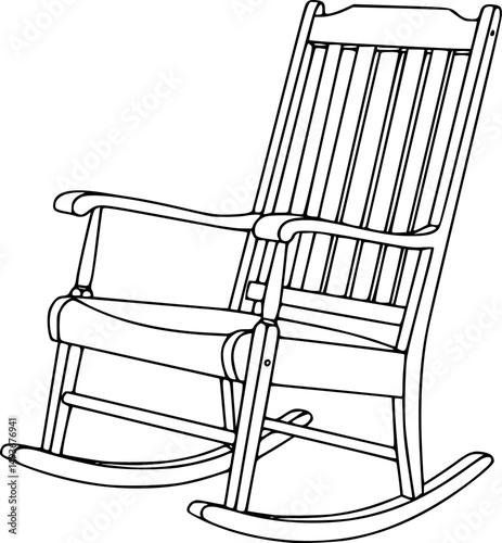 rocking chair line art silhouette vector illustration
