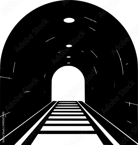 old urban underground tunnel icon line art silhouette vector illustration
