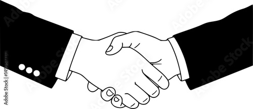 handshake line art silhouette vector illustration
