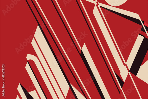 Abstract geometric composition in crimson with transparent layering for design projects