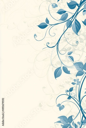 Vector floral postcard with delicate vines and soft blue tones for artistic expression and decor