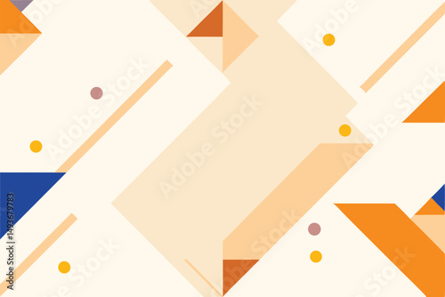 Abstract geometric composition with orange blue and beige shapes and transparency