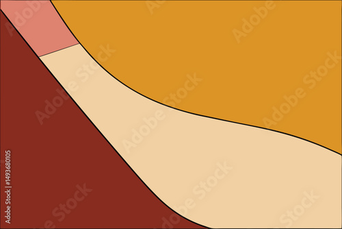 Abstract geometric composition with warm colors and black outlines on transparency