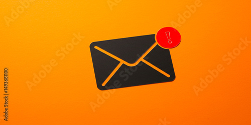 Urgent message arrives new email icon signaling important notification on vivid orange on transparent background