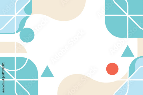 Abstract graphic design with geometric shapes and soft color palette
