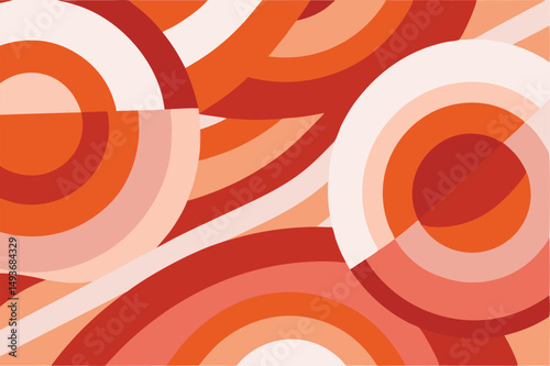 Abstract retro design with layered orange and red arching graphic elements