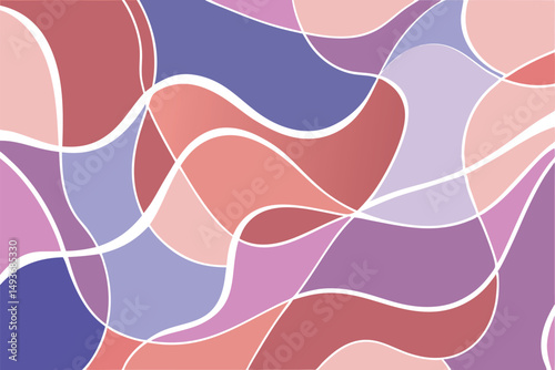 Abstract wavy lines pastel colors graphic design with white outline and transparency