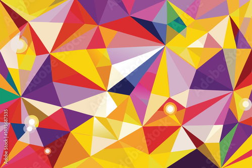 Colorful abstract geometric triangle composition with translucent overlay on white