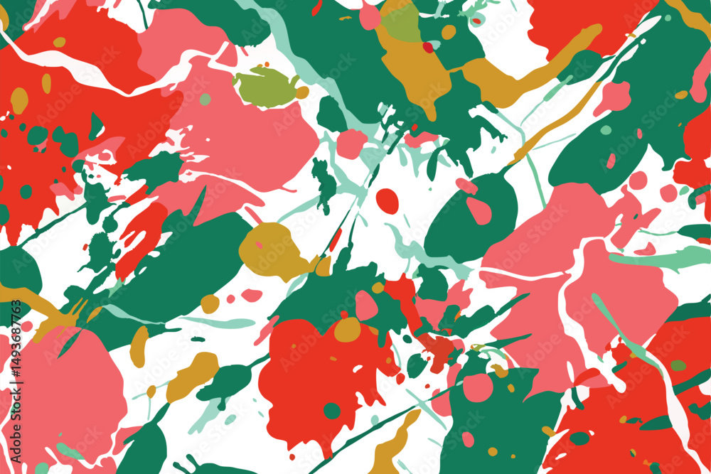 Colorful abstract splatter art pattern on white background for graphic design