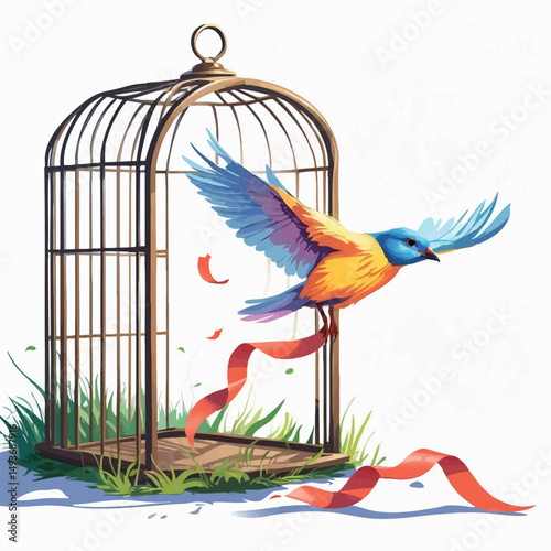 Breaking free vector. Liberation and personal transformation.