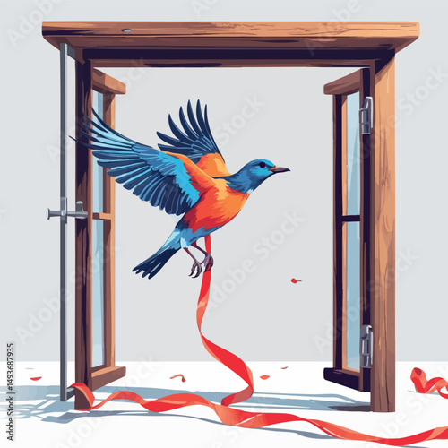 Breaking free vector. Liberation and personal transformation.