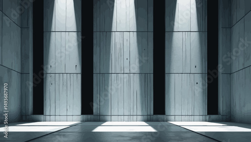 Brutalist light wall. Minimal vector concept blending architecture, space, and emotional austerity.