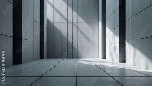 Brutalist light wall. Minimal vector concept blending architecture, space, and emotional austerity.