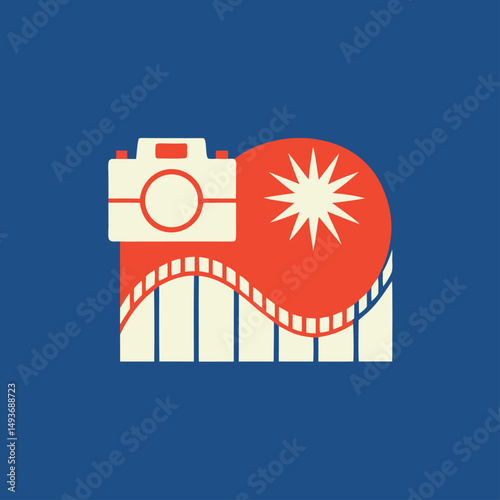 Creative illustration depicting photography and rollercoaster amusement elements