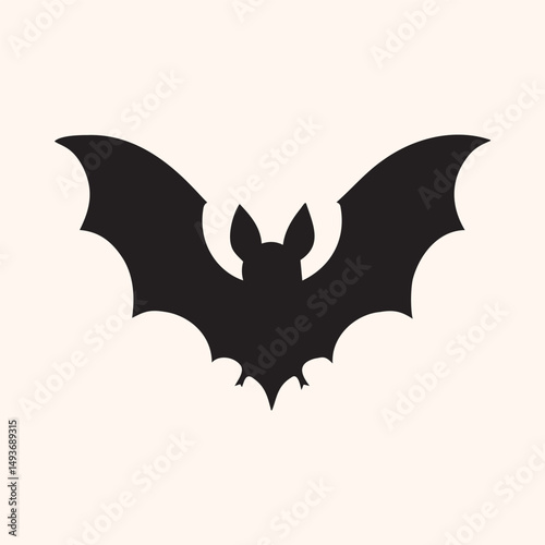 Cute Bat Silhouette Isolated Vector Icon On White Background. 
