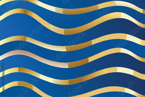 Elegant wavy gold ribbons on a deep blue backdrop seamless background