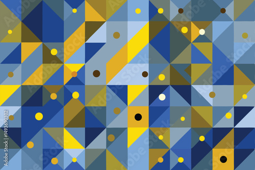 Geometric abstract design with triangles and circles in a modern color palette
