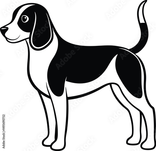 Beagle dog silhouette, beagle dog illustration