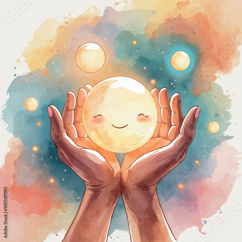 Gratitude vector. Symbolic act of giving and openness.