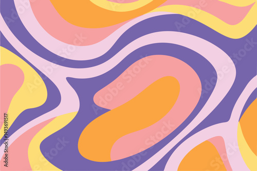 Groovy abstract composition of colorful swirling shapes with transparency effect