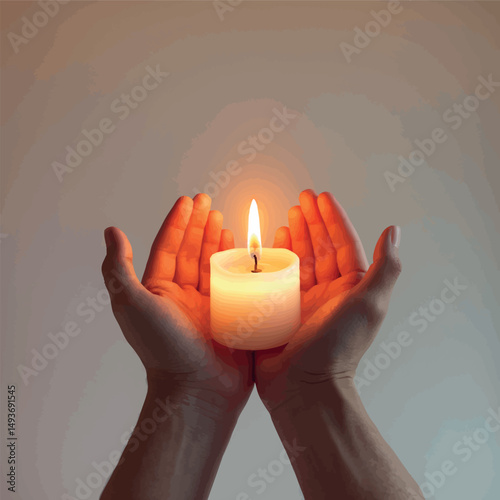 Hope vector. Emotional warmth and belief in light amid darkness.