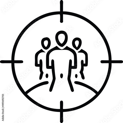 Humanlike silhouette design featuring a circular target for conceptual illustrations