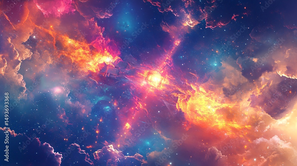 Naklejka premium fire in space