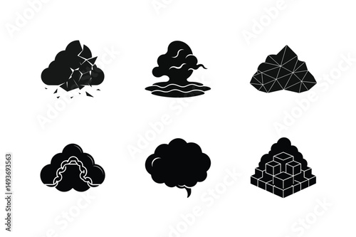 Cloud Silhouette Vector Illustrations Set- (1)