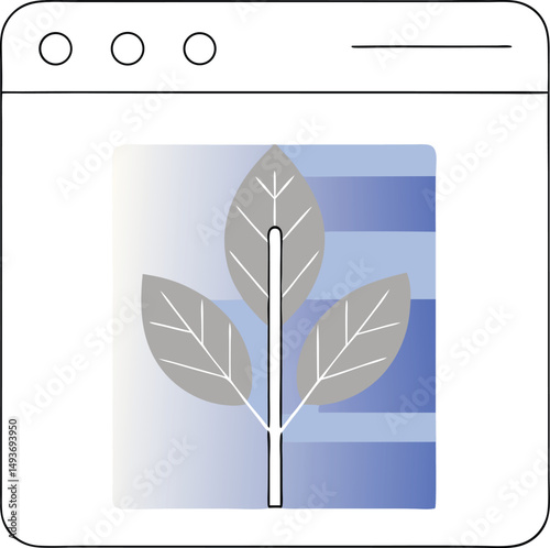 Minimalist leafy plant graphic with transparency suitable for various creative applications