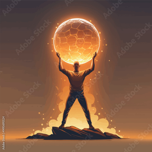 Responsibility vector. Strength in carrying light and weight.