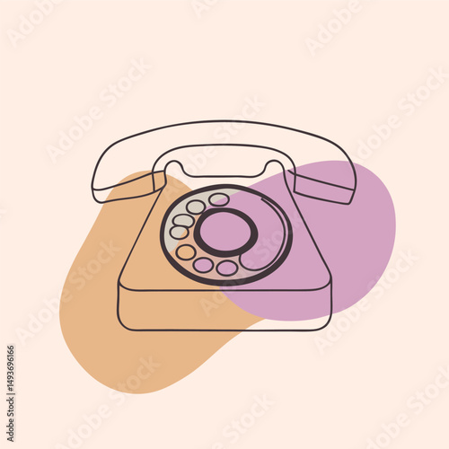Retro rotary telephone illustration with artistic modern design elements