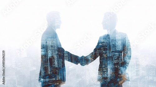 Wallpaper Mural Professionals Shaking Hands with Cityscape Background Torontodigital.ca