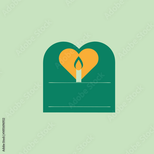 Simple abstract heart and candle illustration representing love and hope for all