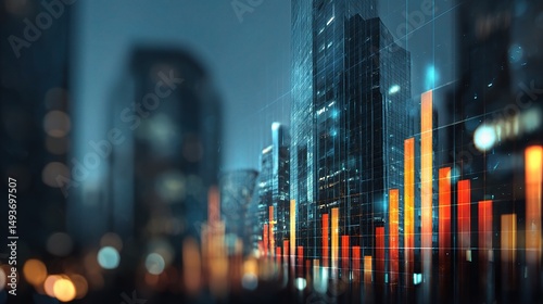 Abstract Finance Dashboard with Layered Bar Charts Display