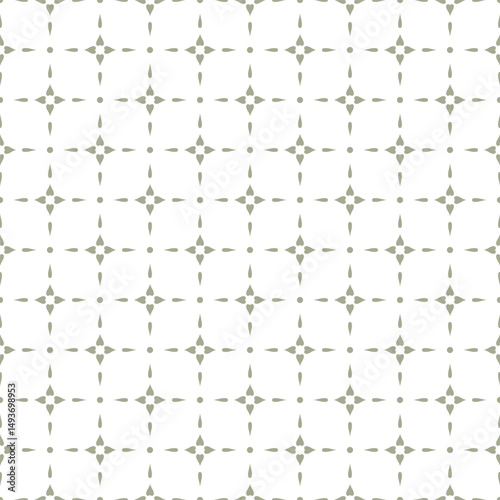 seamless pattern with delicate grid of hearts and dots. Subtle traditional folk or Scandinavian background in minimalistic style for textiles, wallpaper, and packaging.