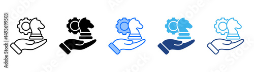 Strategy Icon Set With Multiple Style Collection 